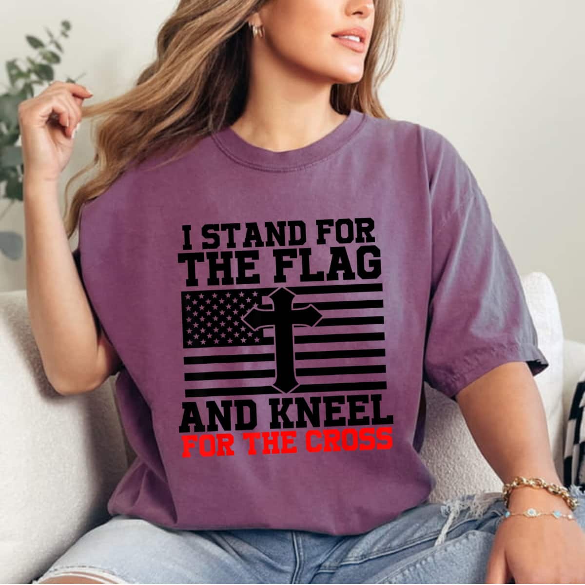 I Stand For The Flag And Kneel For The Cross Flag Religious 4th Of July T-Shirt I Stand For The Flag And Kneel For The Cross Flag Religious 4th Of July T-Shirt