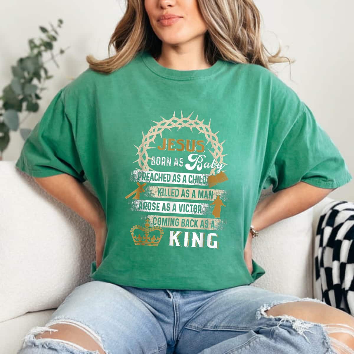 Jesus Born As A Baby Preached As A Child Christian Faith God T-Shirt Jesus Born As A Baby Preached As A Child Christian Faith God T-Shirt