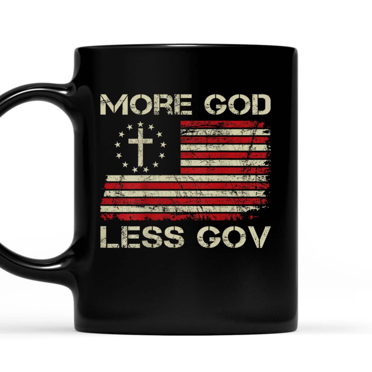 More God Less Gov Patriotic Christian USA Flag T-Shirt More God Less Gov Patriotic Christian USA Flag T-Shirt