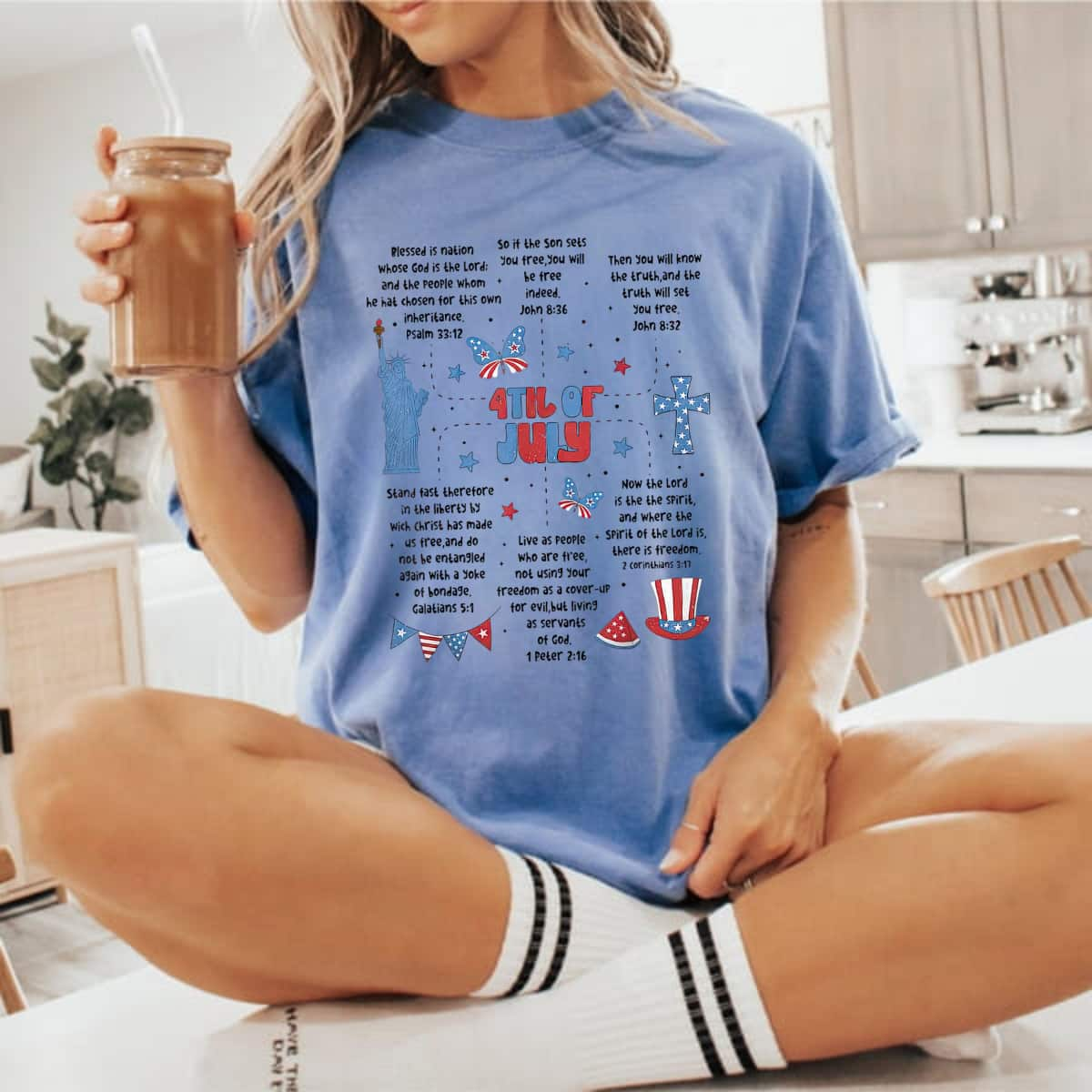 America 4th Of July Jesus Christian Religious Independence Day T-Shirt