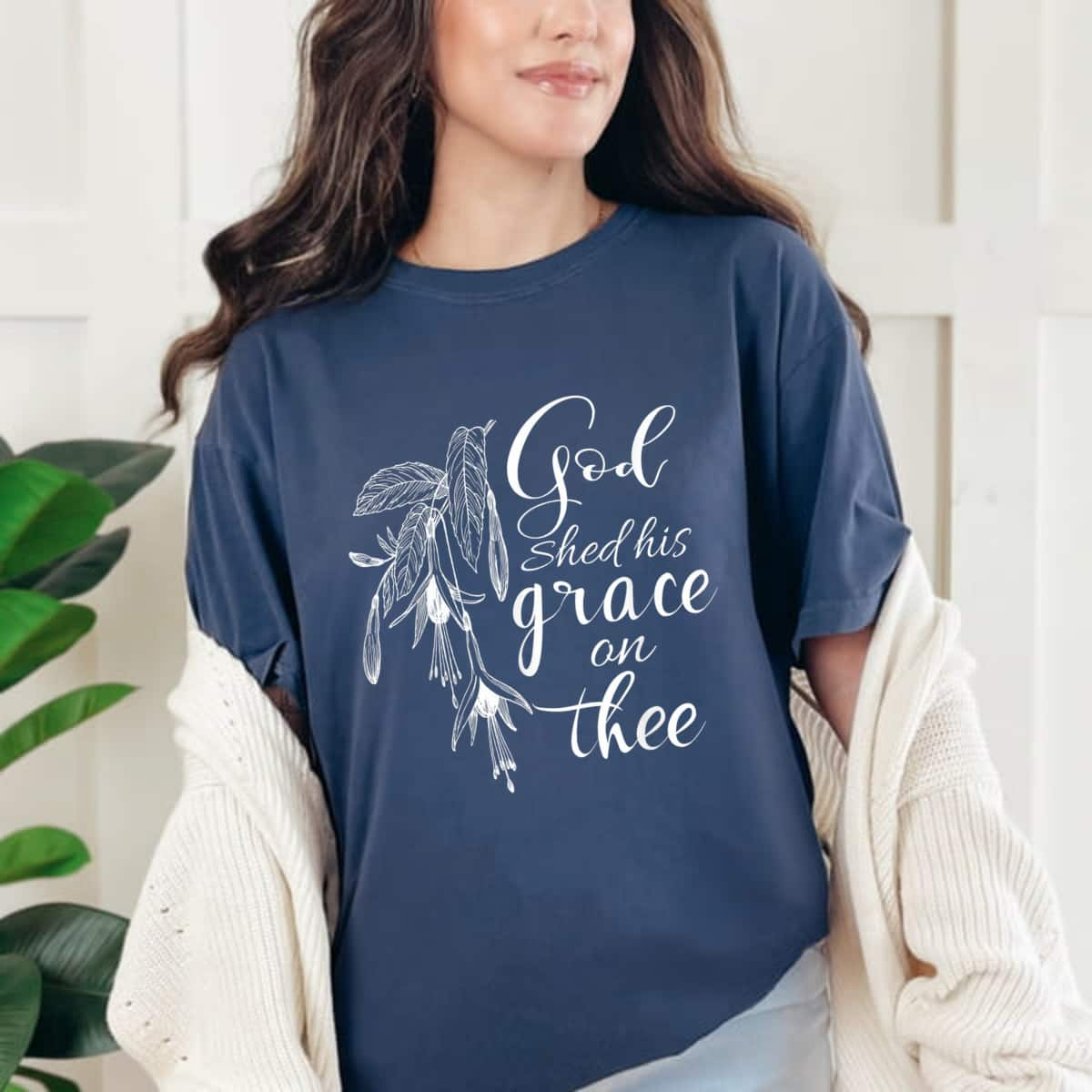 Christian Gifts God Shed His Grace On Thee Floral T-Shirt