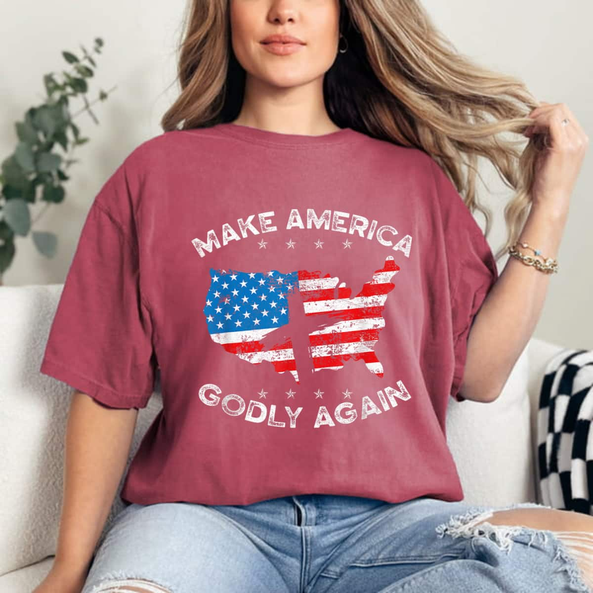 Make America Godly Again Proud American Christian Patriot 4th Of July T-Shirt