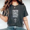 Faith Family Freedom Football USA Cross Flag 4th Of July T-Shirt Faith Family Freedom Football USA Cross Flag 4th Of July T-Shirt