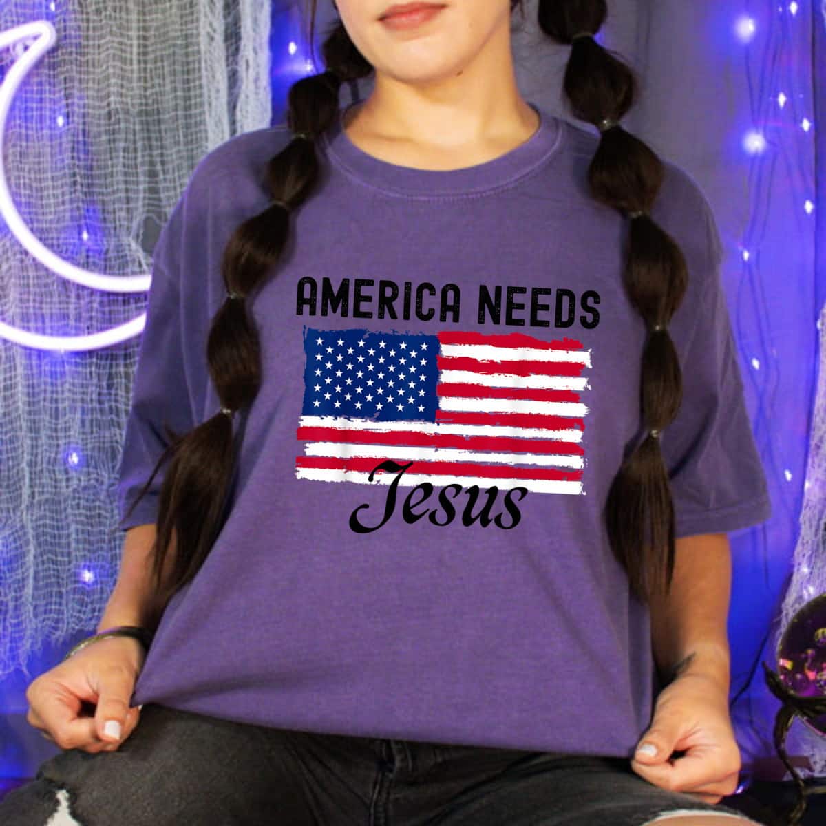America Needs Jesus American Love God Us Flag July 4th T-Shirt America Needs Jesus American Love God Us Flag July 4th T-Shirt