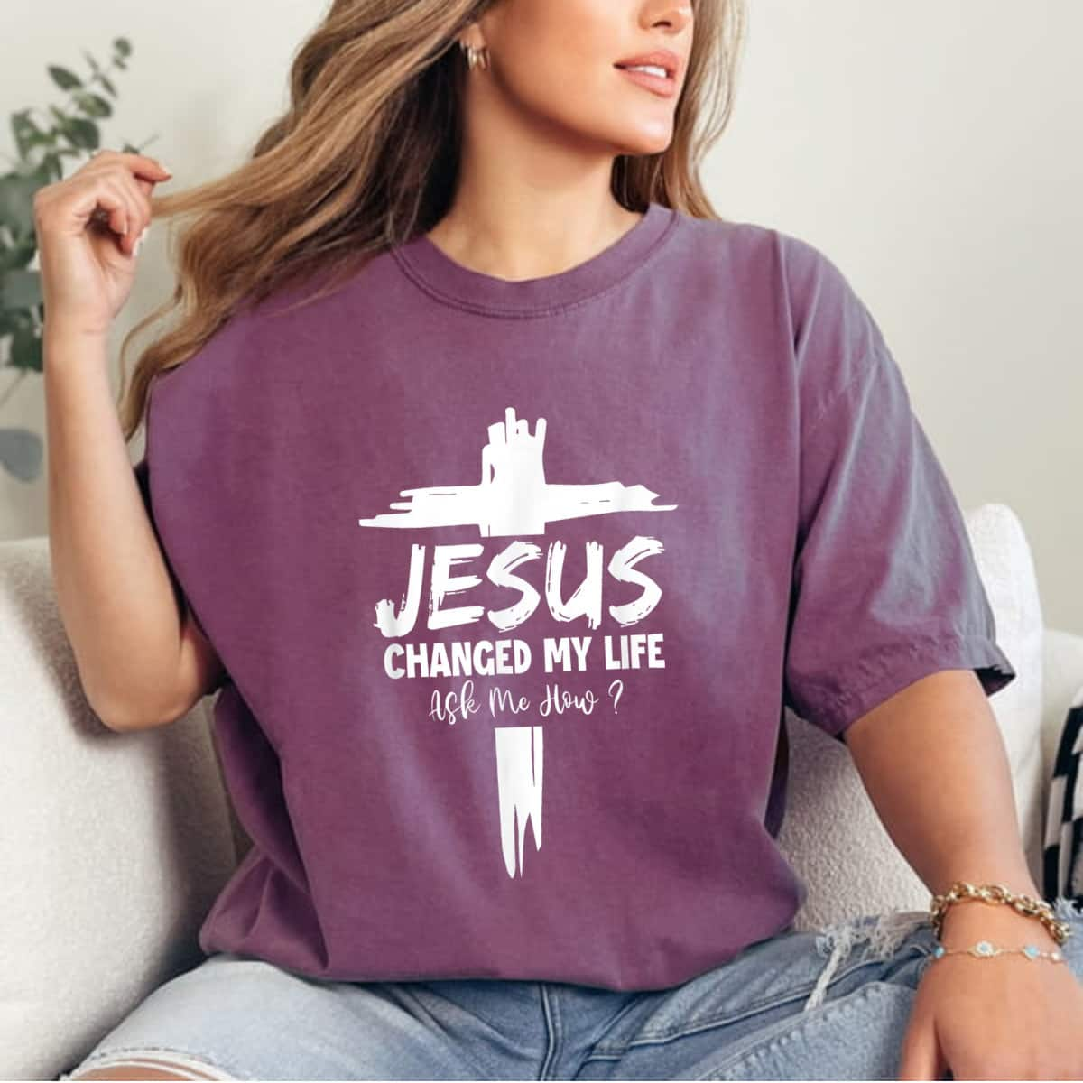 Jesus Changed My Life Ask Me How Funny Christ Devotee Jesus T-Shirt