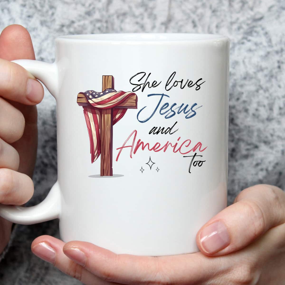 She Loves Jesus And America Too 4th Of July Patriotic T-Shirt She Loves Jesus And America Too 4th Of July Patriotic T-Shirt