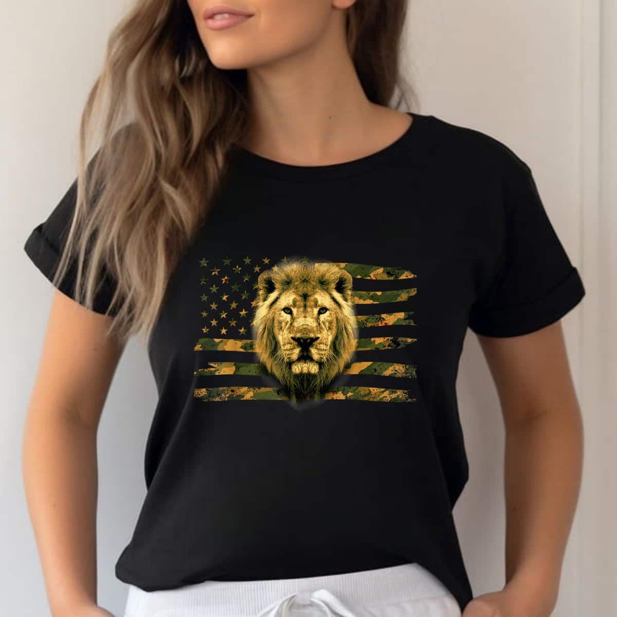 Patriotic American Flag Lion Camo Military Soldier Christian 4th Of July T-Shirt Patriotic American Flag Lion Camo Military Soldier Christian 4th Of July T-Shirt