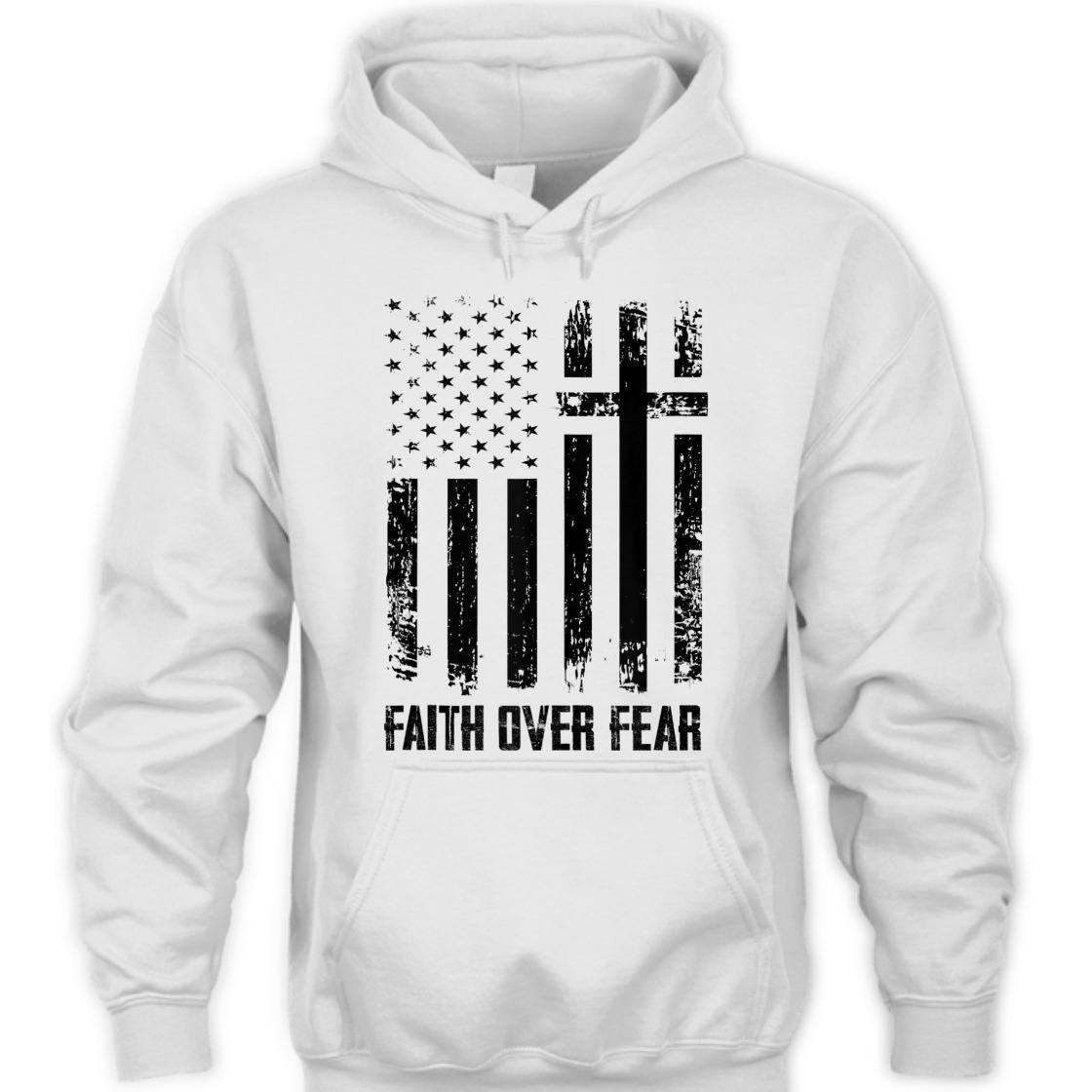 Faith Over Fears T-Shirt Christian Cross With American US Flag Faith Over Fears T-Shirt Christian Cross With American US Flag