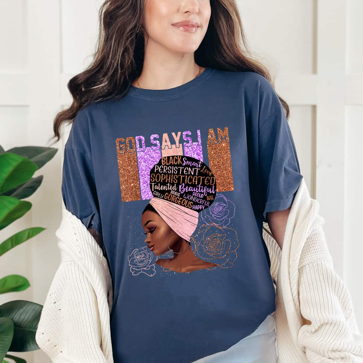 God Says I Am Black Christian Melanin Black History T-Shirt