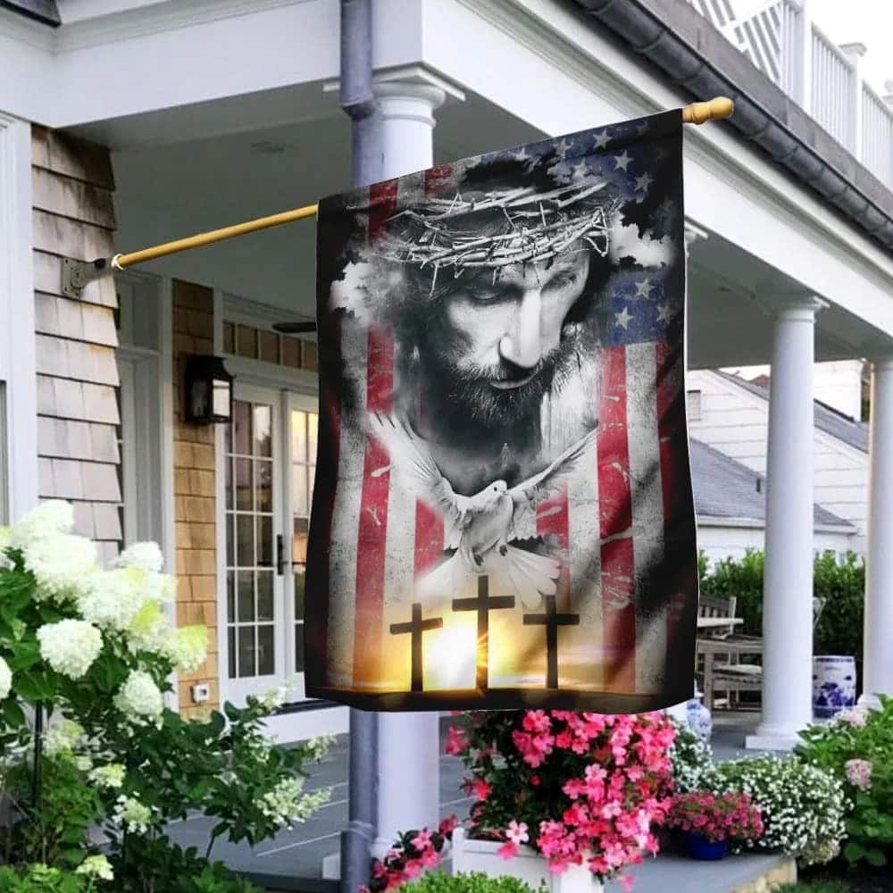 Jesus Christ Bird Cross Christian Garden Flag