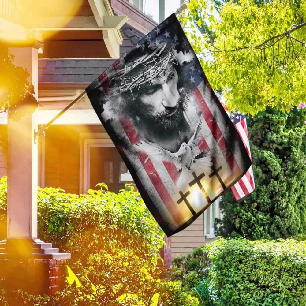 Jesus Christ Bird Cross Christian Garden Flag