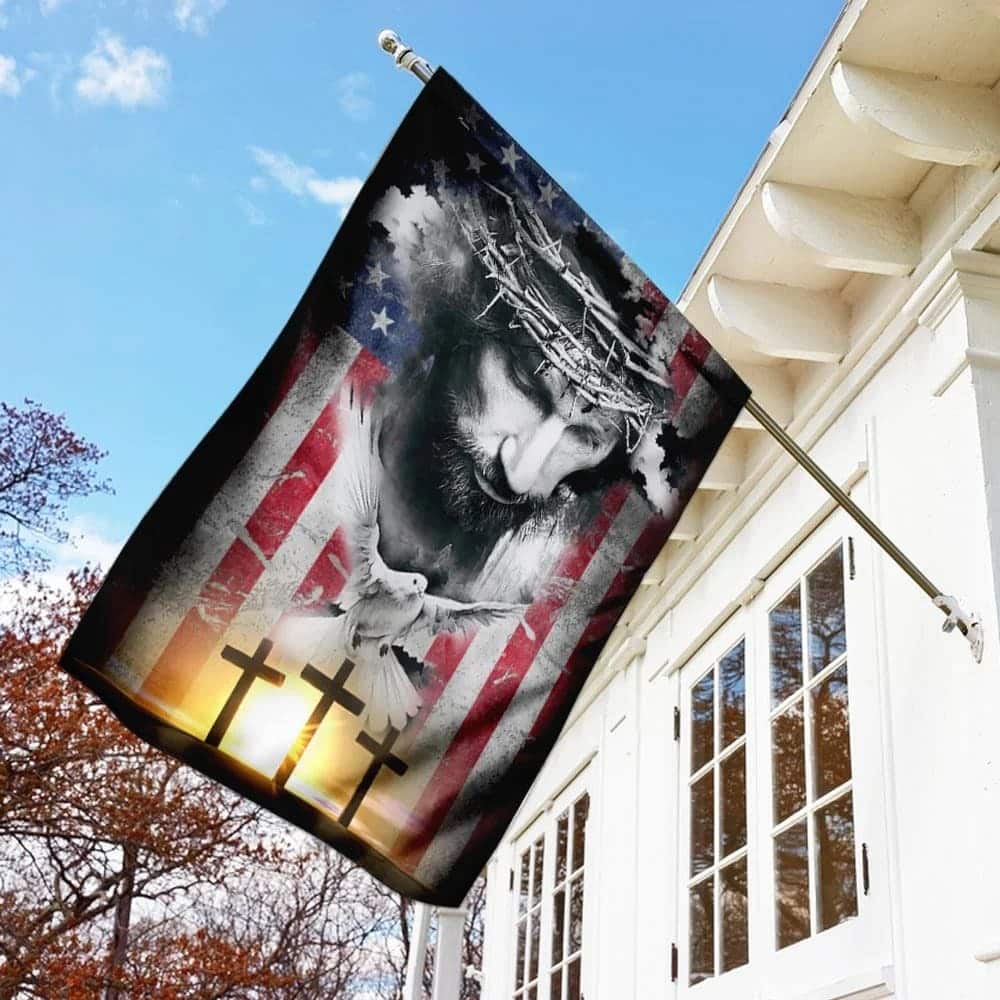 Jesus Christ Bird Cross Christian Garden Flag