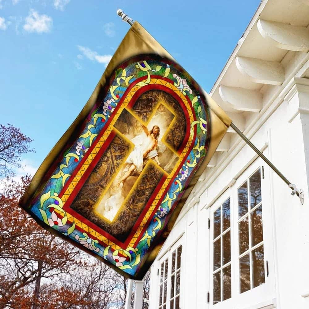Jesus Christ Cross Christian Religious Garden Flag