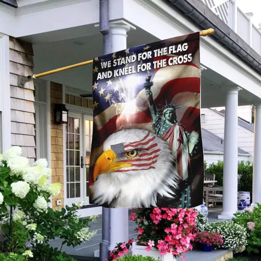 Jesus Christ United We Stand Christian Us Flag Eagle Garden Flag