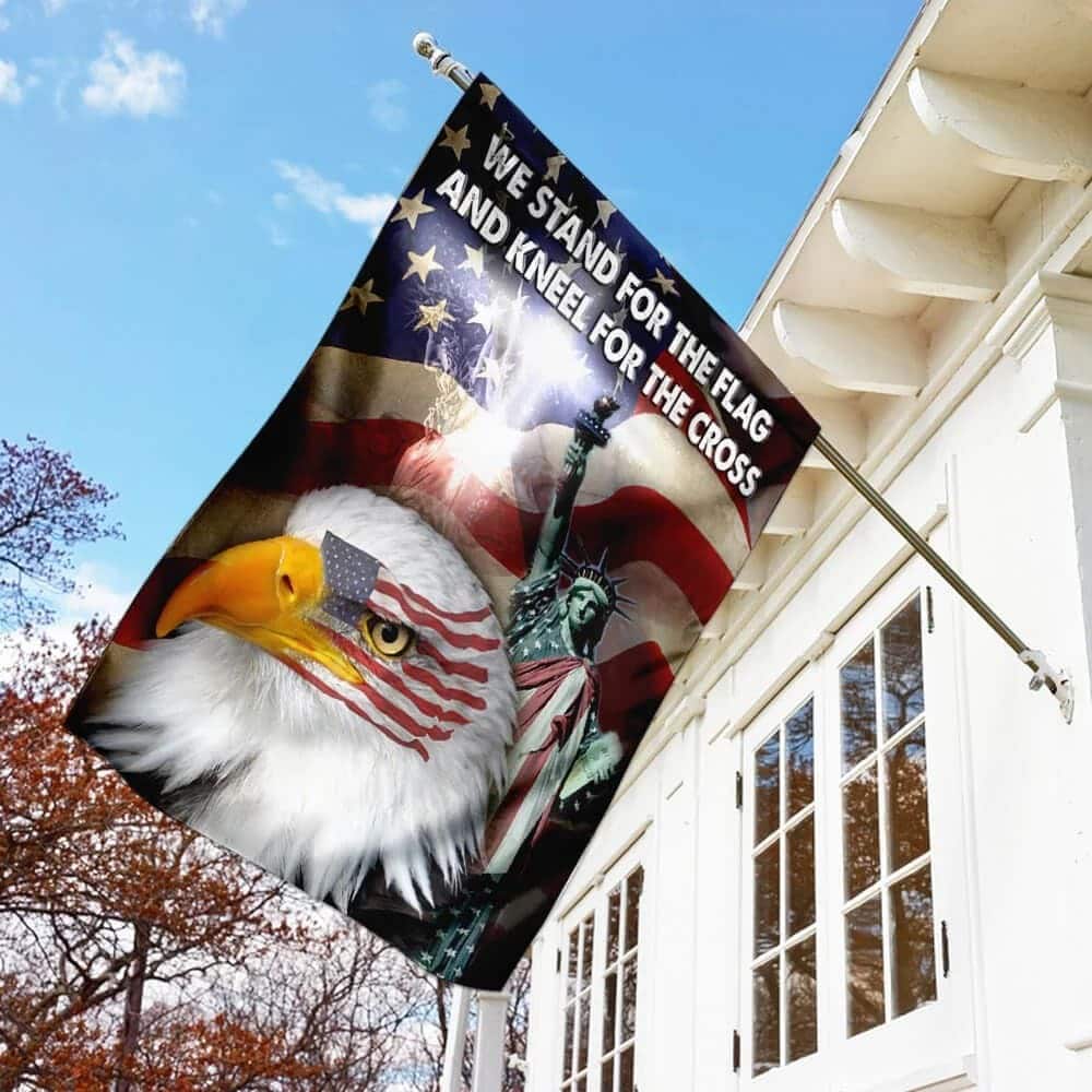 Jesus Christ United We Stand Christian Us Flag Eagle Garden Flag