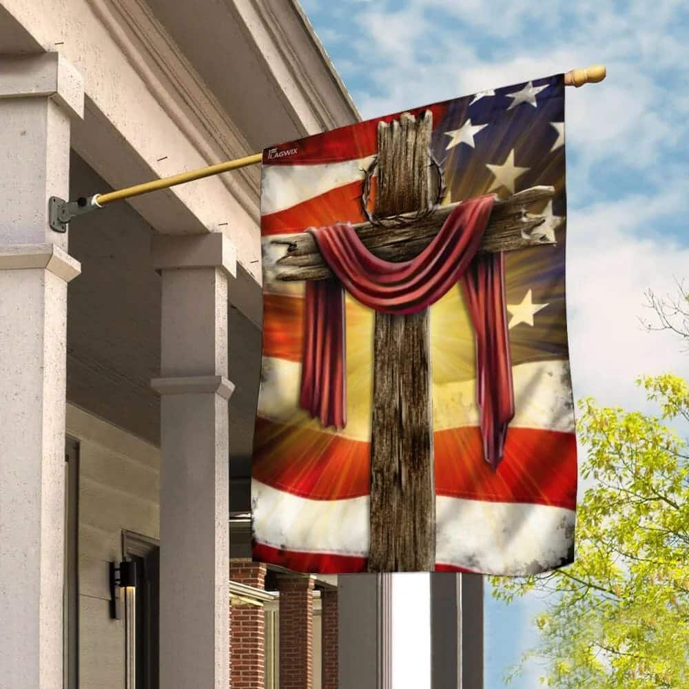 Jesus Christian Cross American Christian American Flag Garden Flag