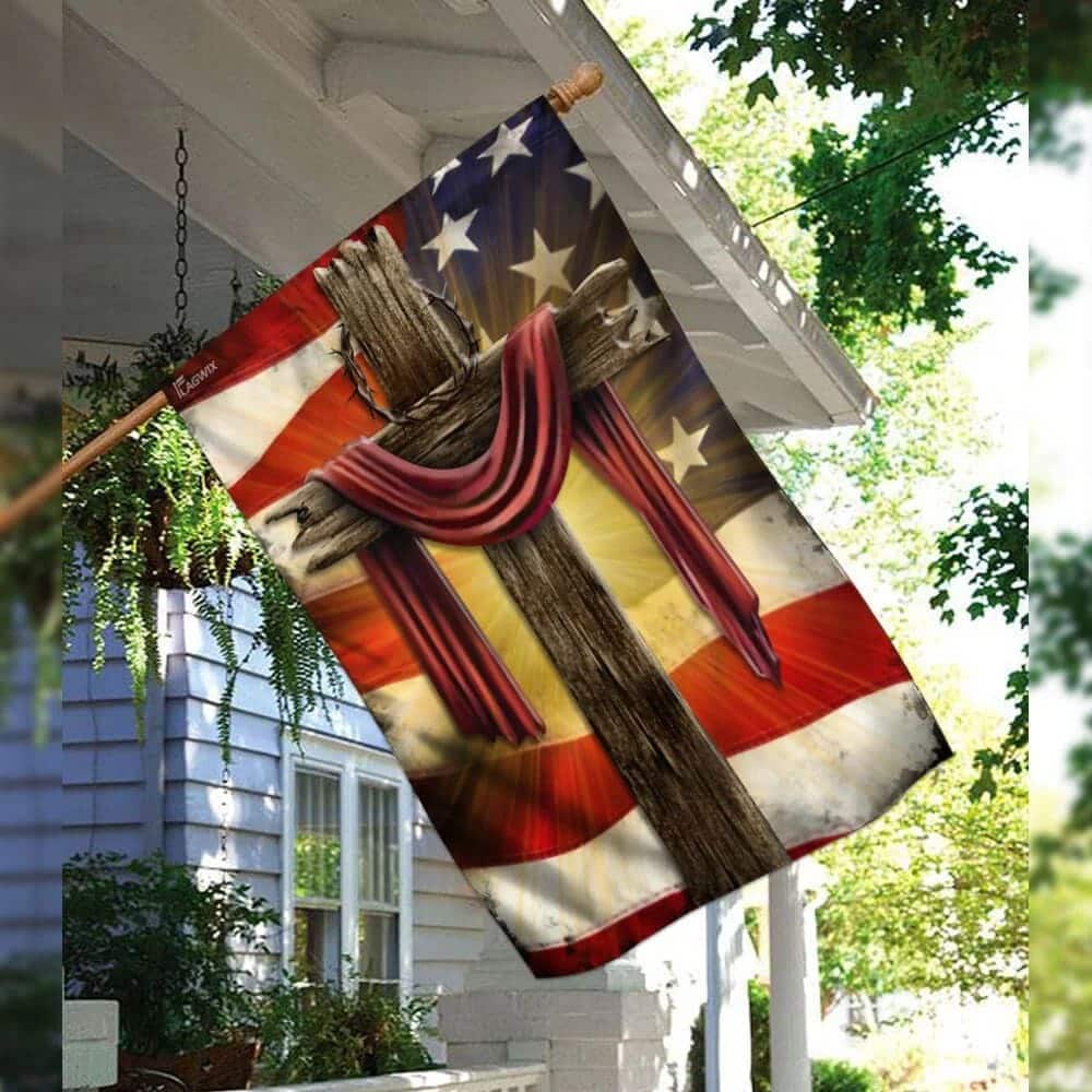Jesus Christian Cross American Christian American Flag Garden Flag