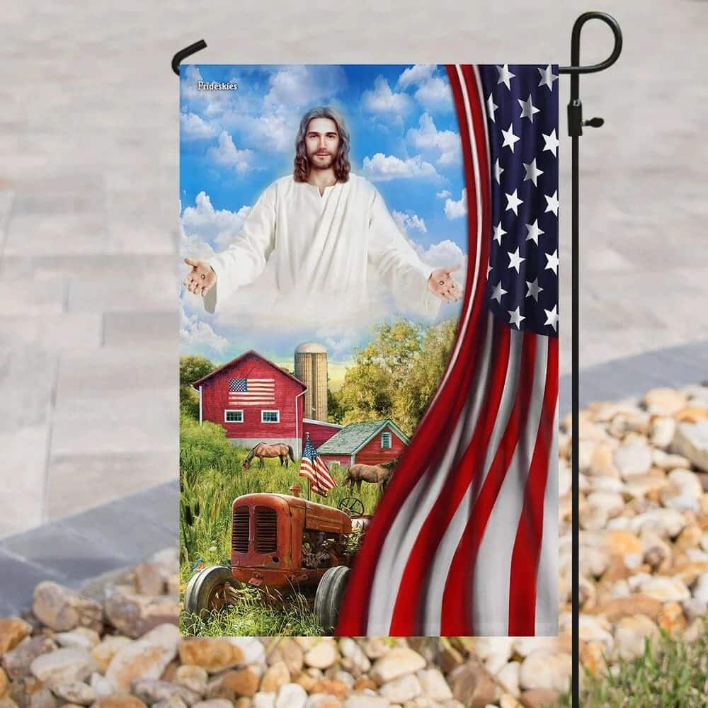 Jesus Christian Farm American US Christian Garden Flag Jesus Christian Farm American US Christian Garden Flag