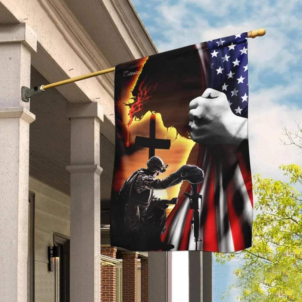 Jesus Christian Veteran American Christian Religious Garden Flag