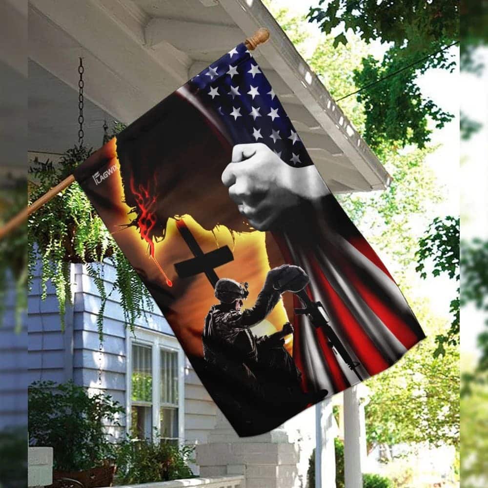 Jesus Christian Veteran American Christian Religious Garden Flag Jesus Christian Veteran American Christian Religious Garden Flag