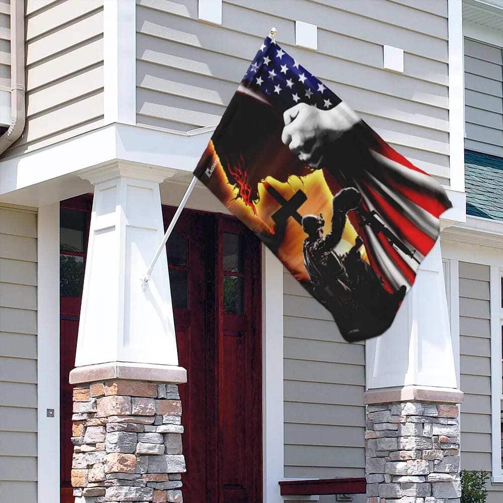 Jesus Christian Veteran American Christian Religious Garden Flag