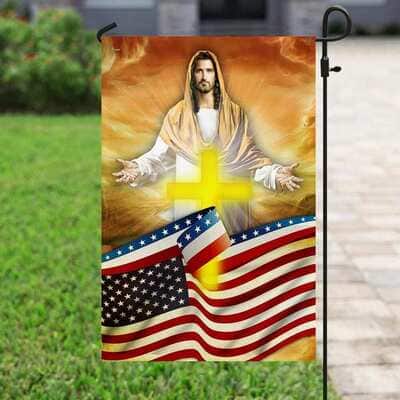Jesus Cross America Christian Religious Garden Flag