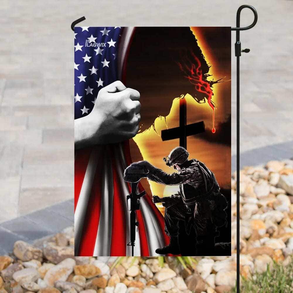 Jesus Christian Veteran American Christian Religious Garden Flag