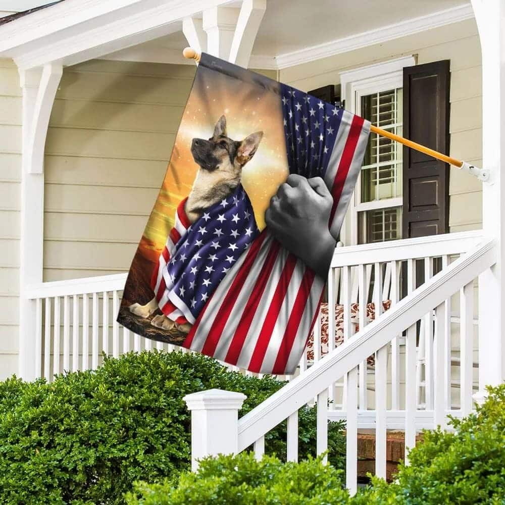 German Shepherd Christian Cross Christian Garden Flag German Shepherd Christian Cross Christian Garden Flag