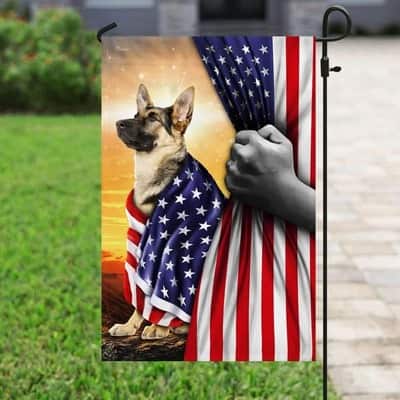 German Shepherd Christian Cross Christian Garden Flag