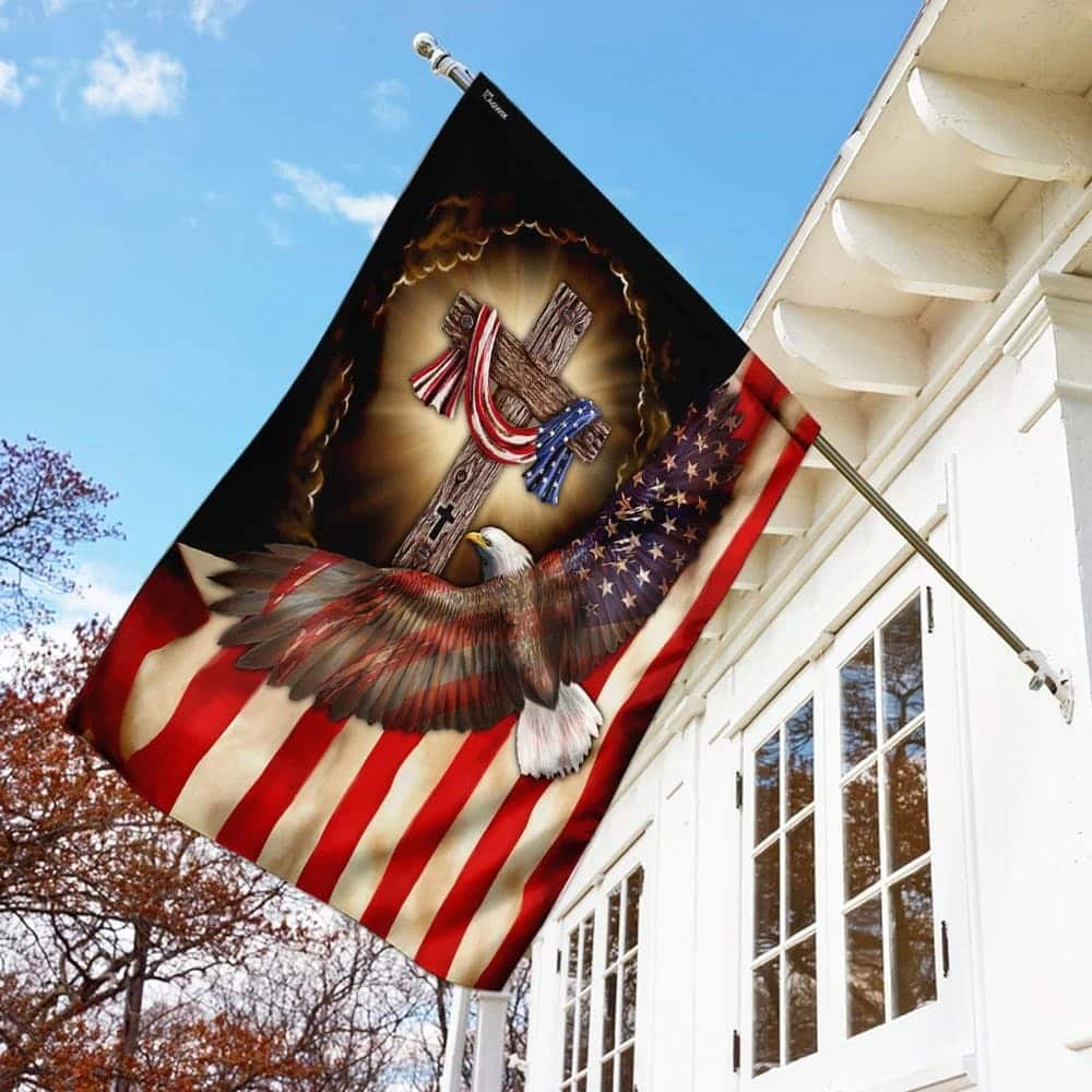 Christian Cross Eagle American Christian Garden Flag Christian Cross Eagle American Christian Garden Flag
