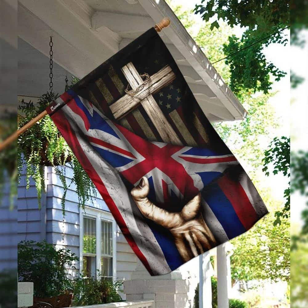 Christian Cross Hawaii US And Cross Garden Flag