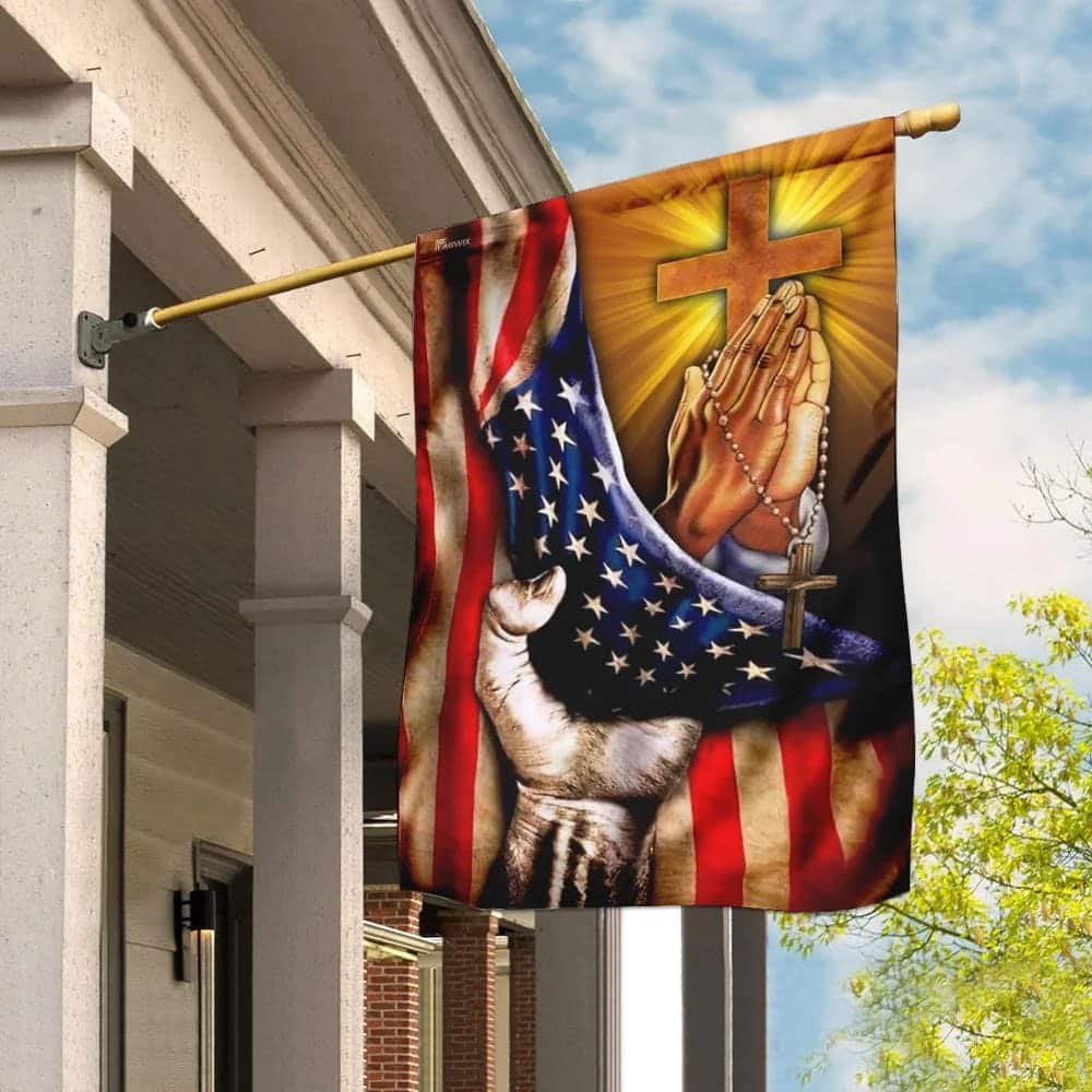 Christian Jesus American US And Cross Garden Flag