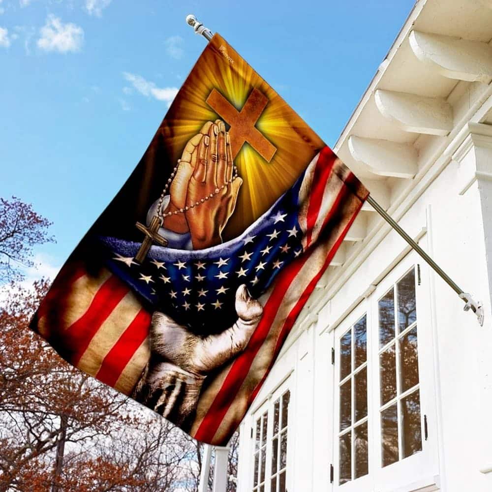 Christian Jesus American US And Cross Garden Flag