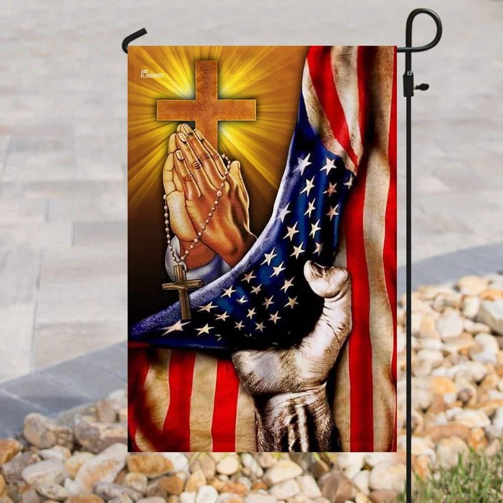 Christian Jesus American US And Cross Garden Flag
