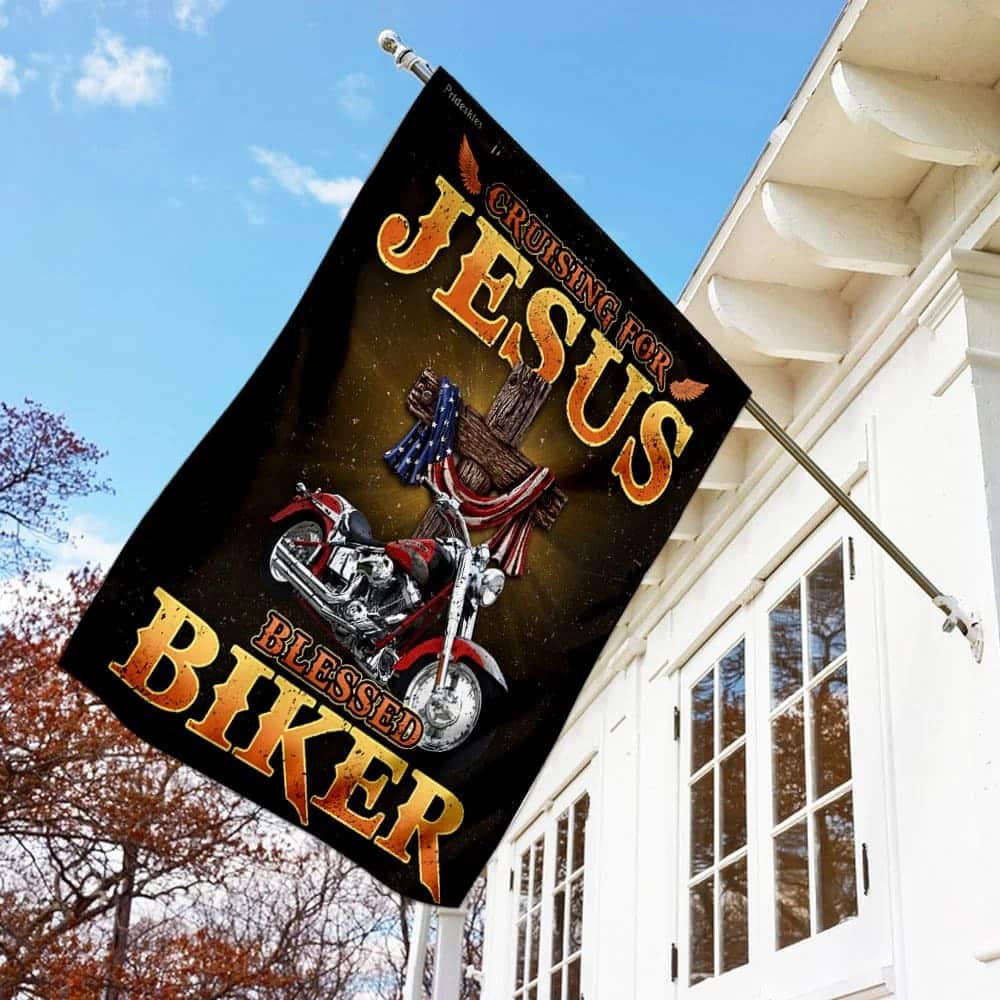 Cruising For Jesus Blessed Biker Christian Garden Flag Cruising For Jesus Blessed Biker Christian Garden Flag