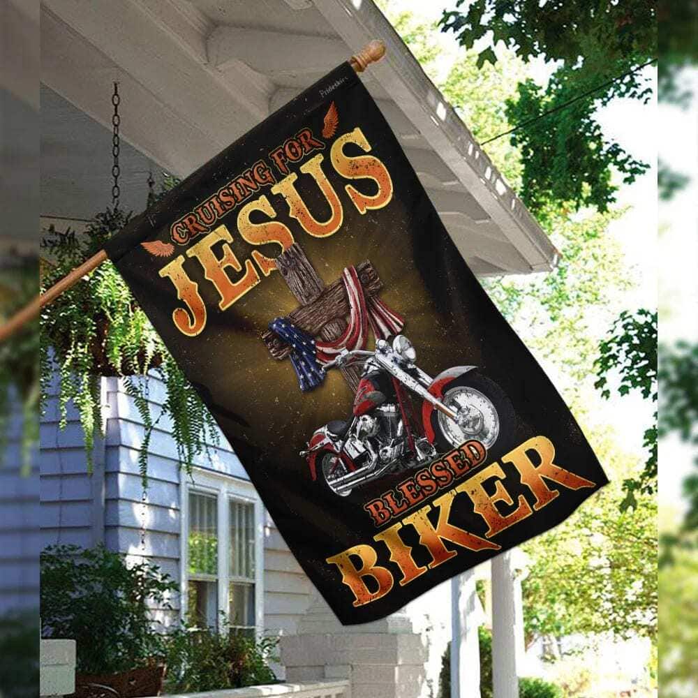Cruising For Jesus Blessed Biker Christian Garden Flag Cruising For Jesus Blessed Biker Christian Garden Flag