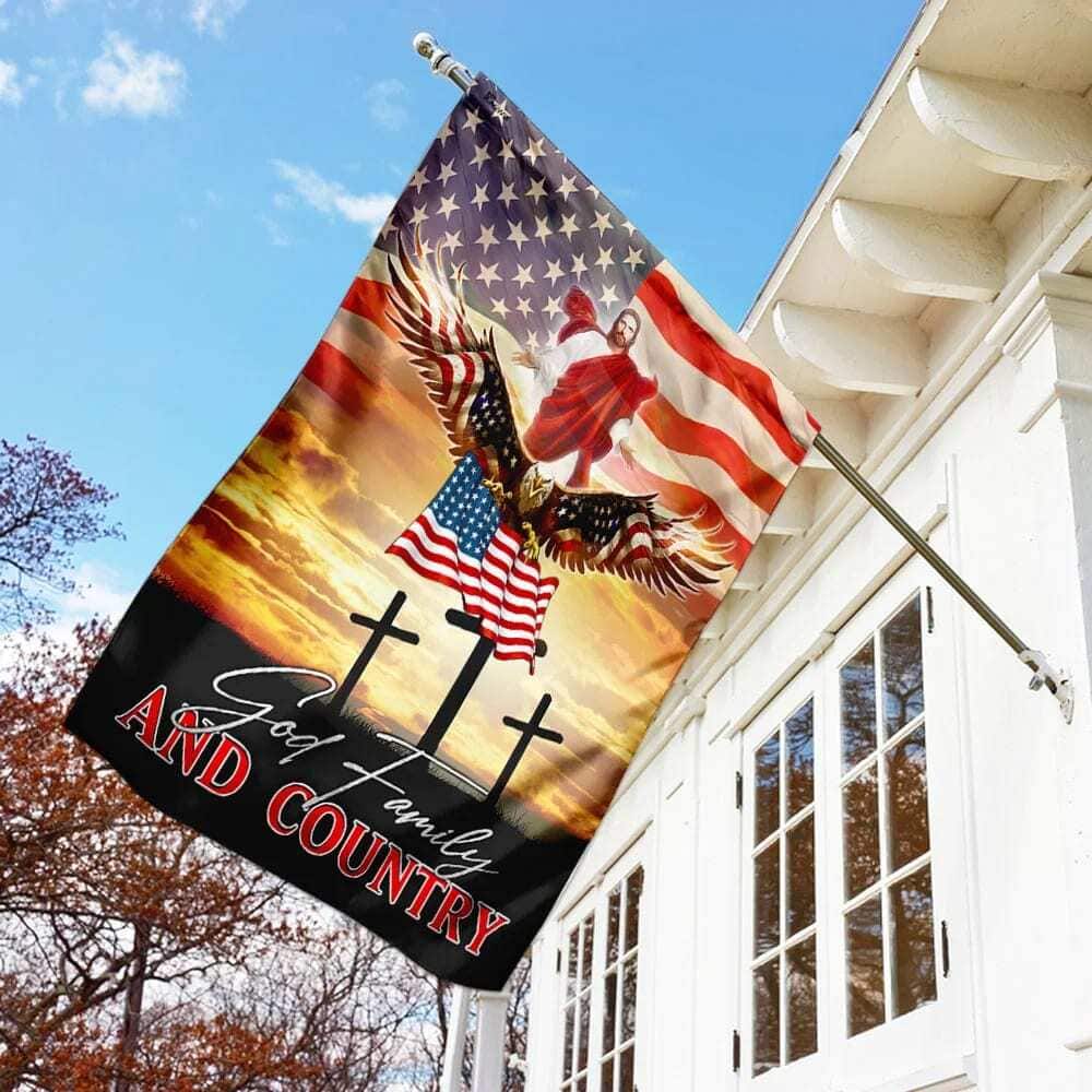 Eagle And Jesus Jesus God Family And Country Christian Garden Flag