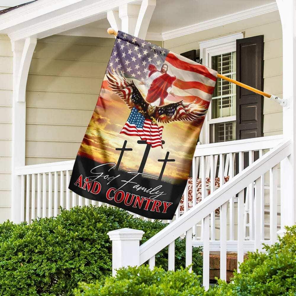 Eagle And Jesus Jesus God Family And Country Christian Garden Flag
