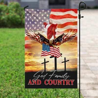 Eagle And Jesus Jesus God Family And Country Christian Garden Flag