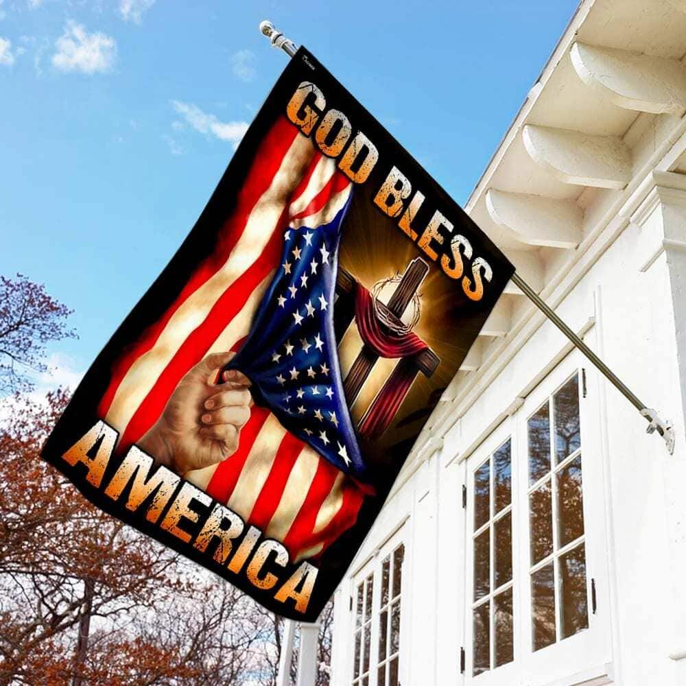 God Bless America Christian Cross Christian Garden Flag