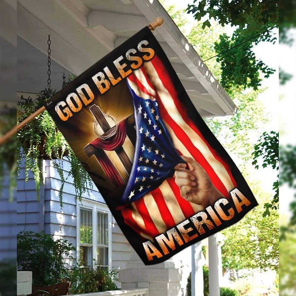 God Bless America Christian Cross Christian Garden Flag