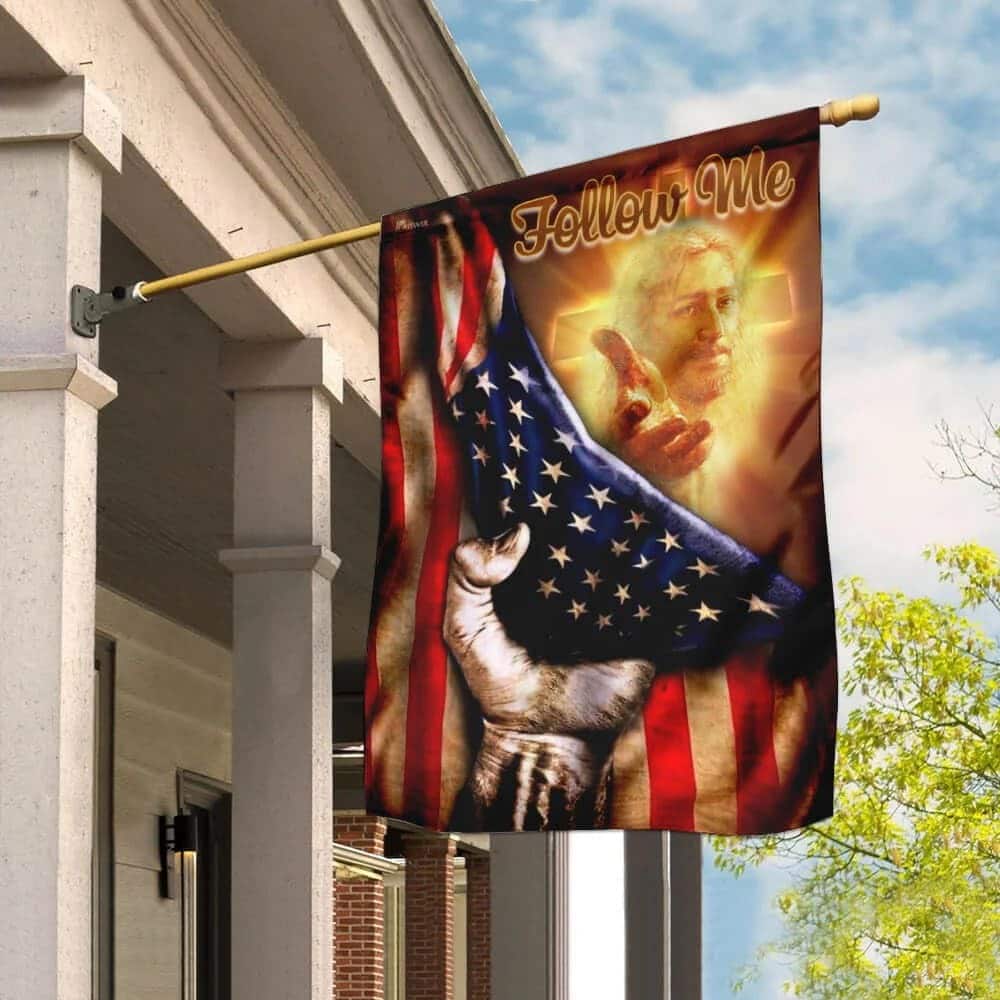Follow Me Christian American Jesus Hand Christian Garden Flag