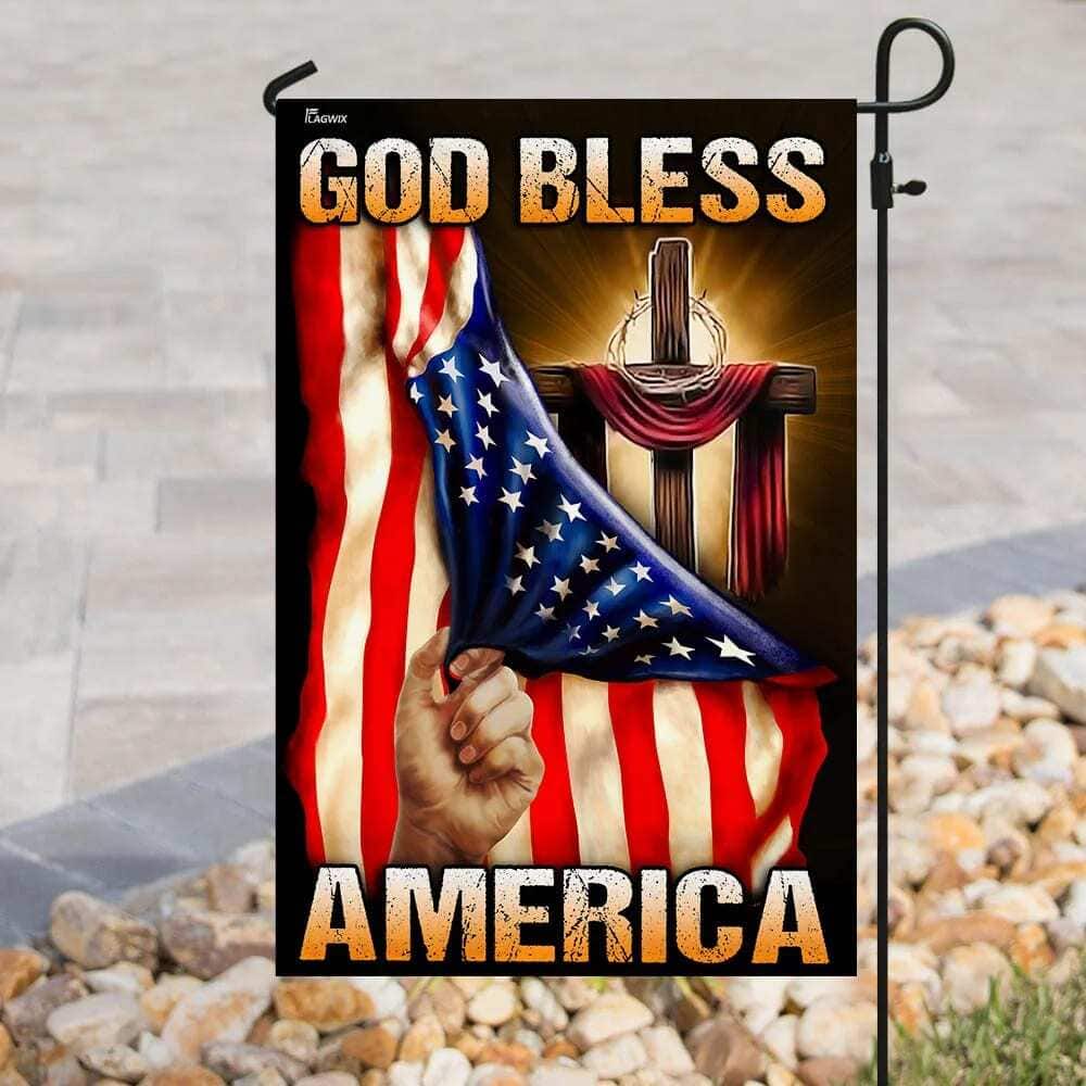 God Bless America Christian Cross Christian Garden Flag