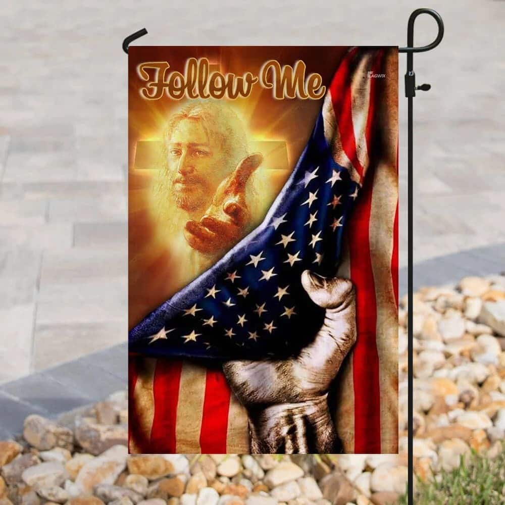 Follow Me Christian American Jesus Hand Christian Garden Flag