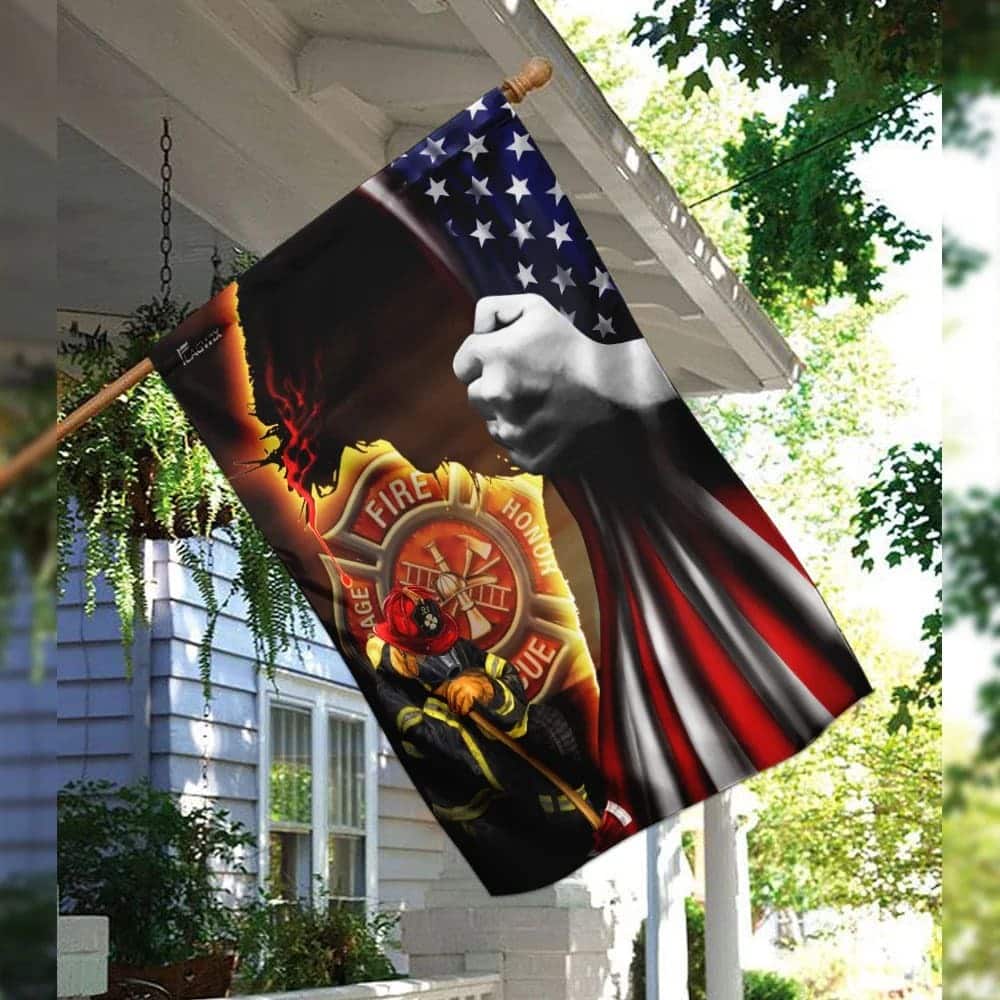 Firefighter Jesus Christian American Christian Garden Flag