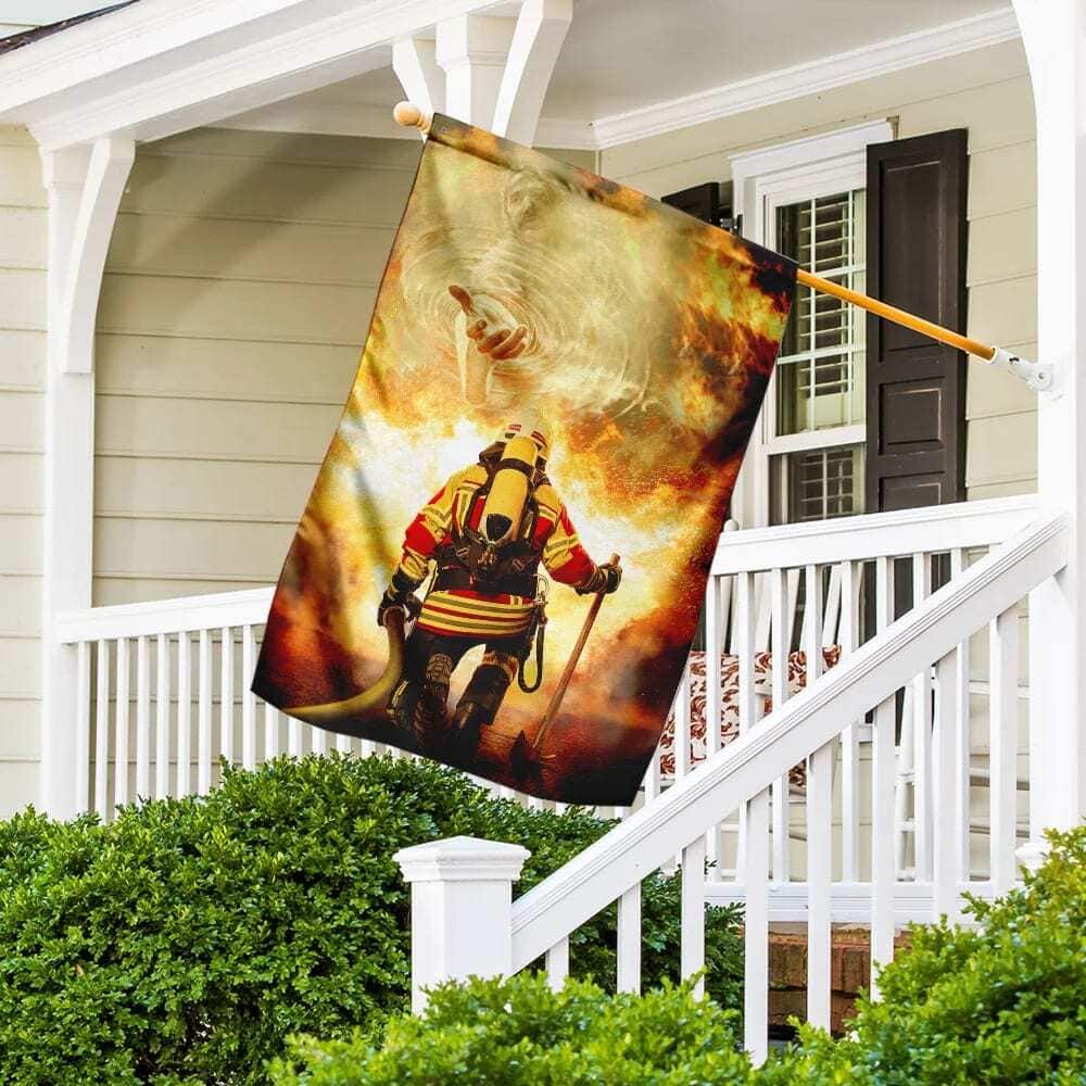 Firefighter God Jesus Christian Garden Flag