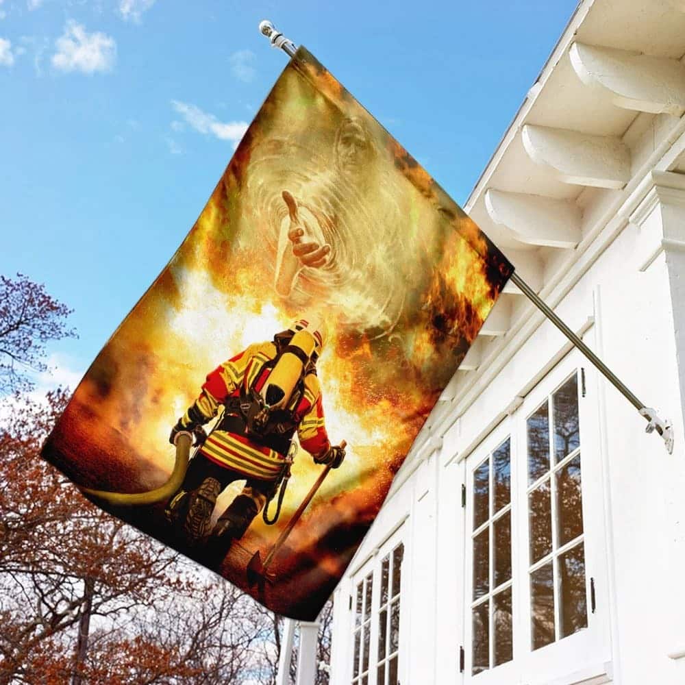 Firefighter God Jesus Christian Garden Flag