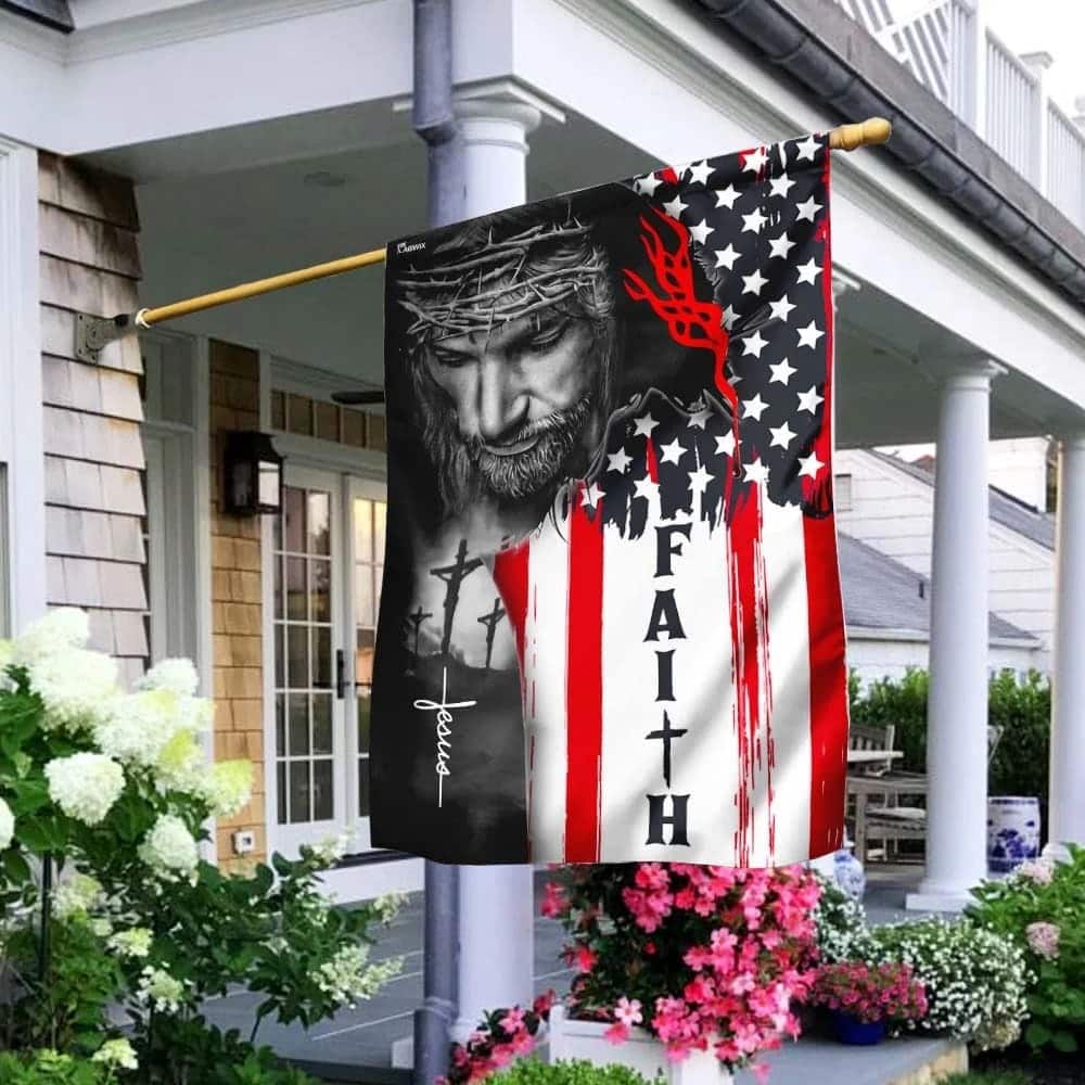 Faith Of Jesus Christ Christian American Flag Garden Flag