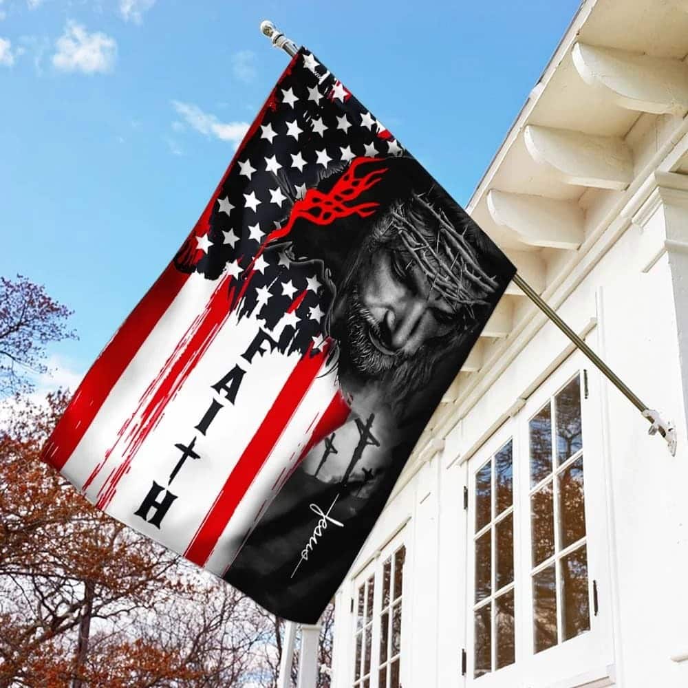 Faith Of Jesus Christ Christian American Flag Garden Flag
