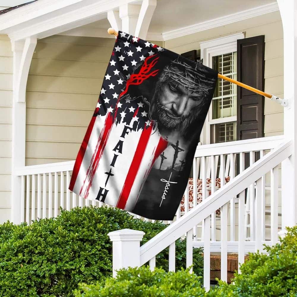 Faith Of Jesus Christ Christian American Flag Garden Flag